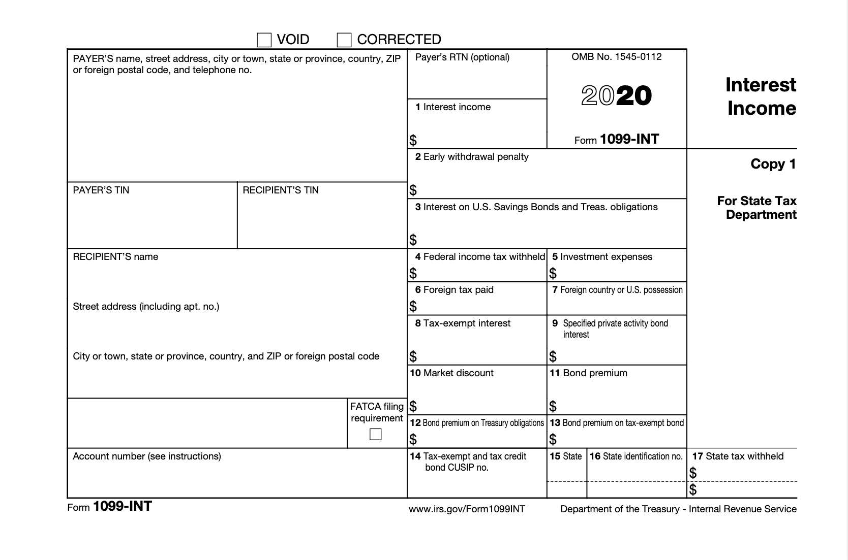 1099 Interest Income Fillable Form Printable Forms Free Online