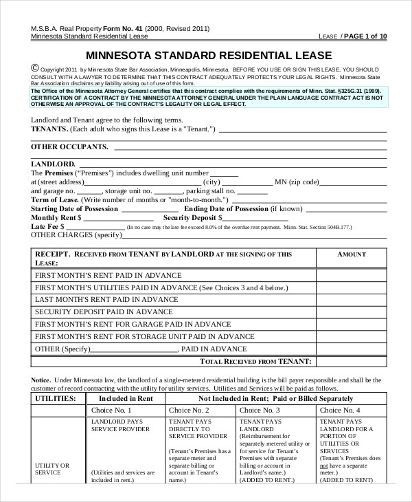 18 Printable Residential Lease Agreements Word PDF
