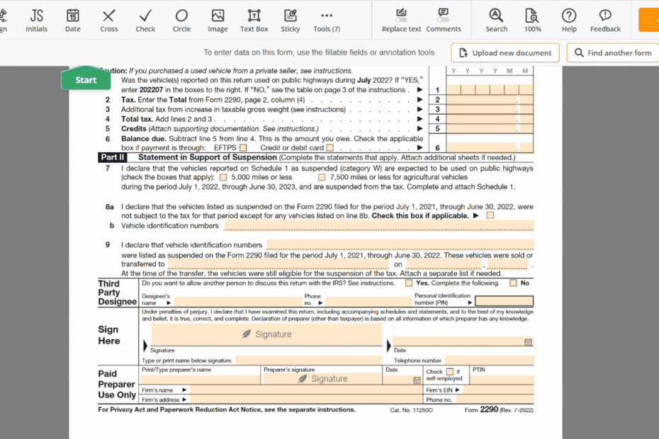 2022 Form 2290 Printable IRS 2290 Tax Form Instructions For Online
