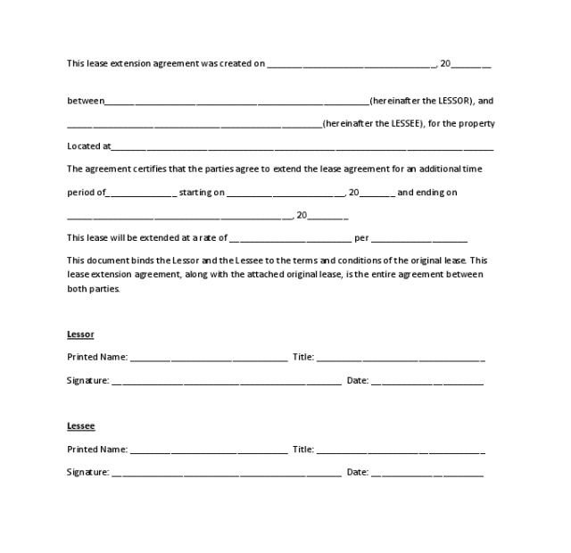 2022 Lease Extension Form Fillable Printable PDF Forms Handypdf