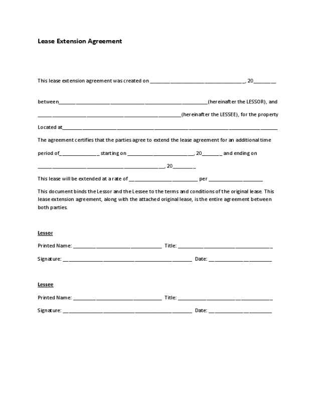 2022 Lease Extension Form Fillable Printable PDF Forms Handypdf 