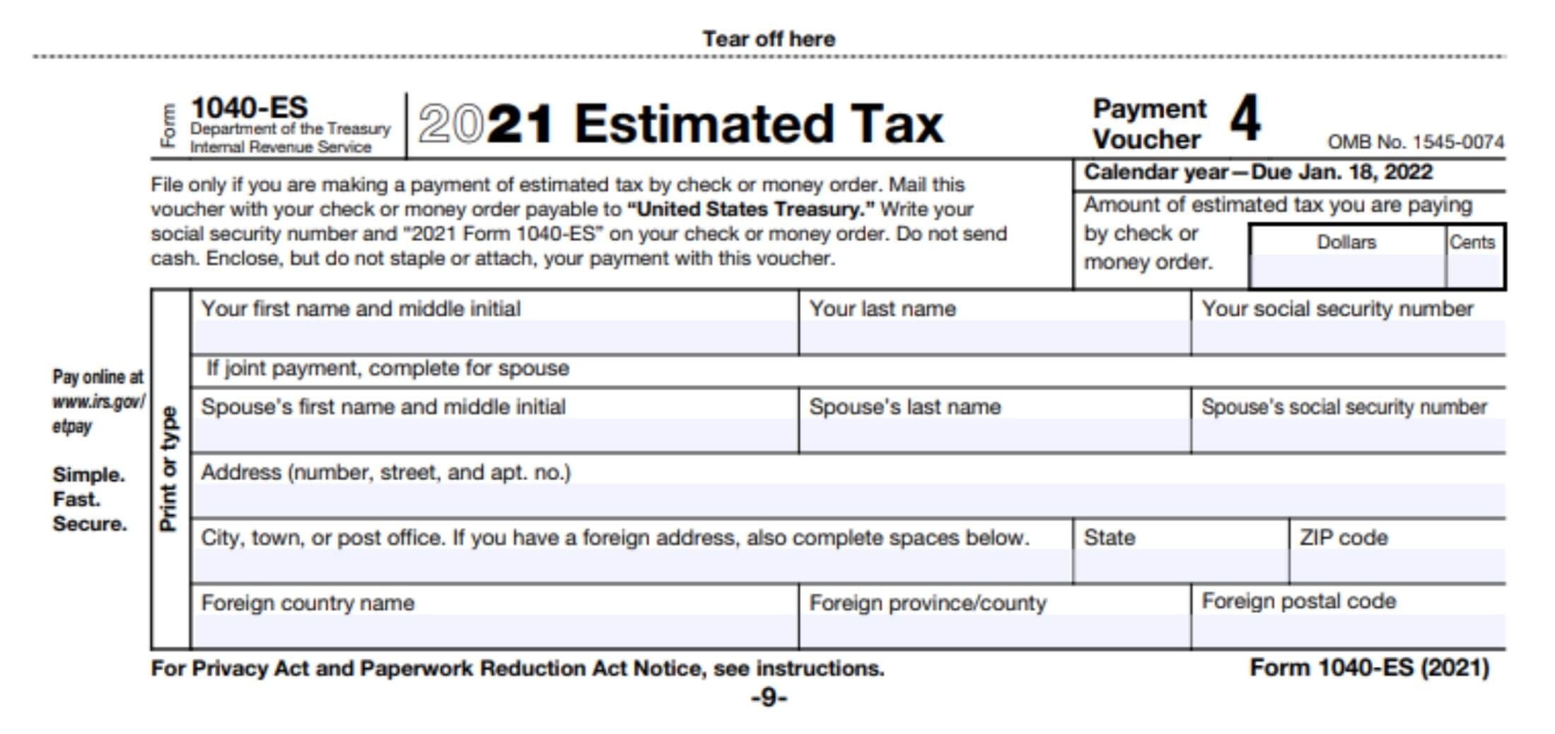 2023 Form 1040 Es Voucher Printable Forms Free Online