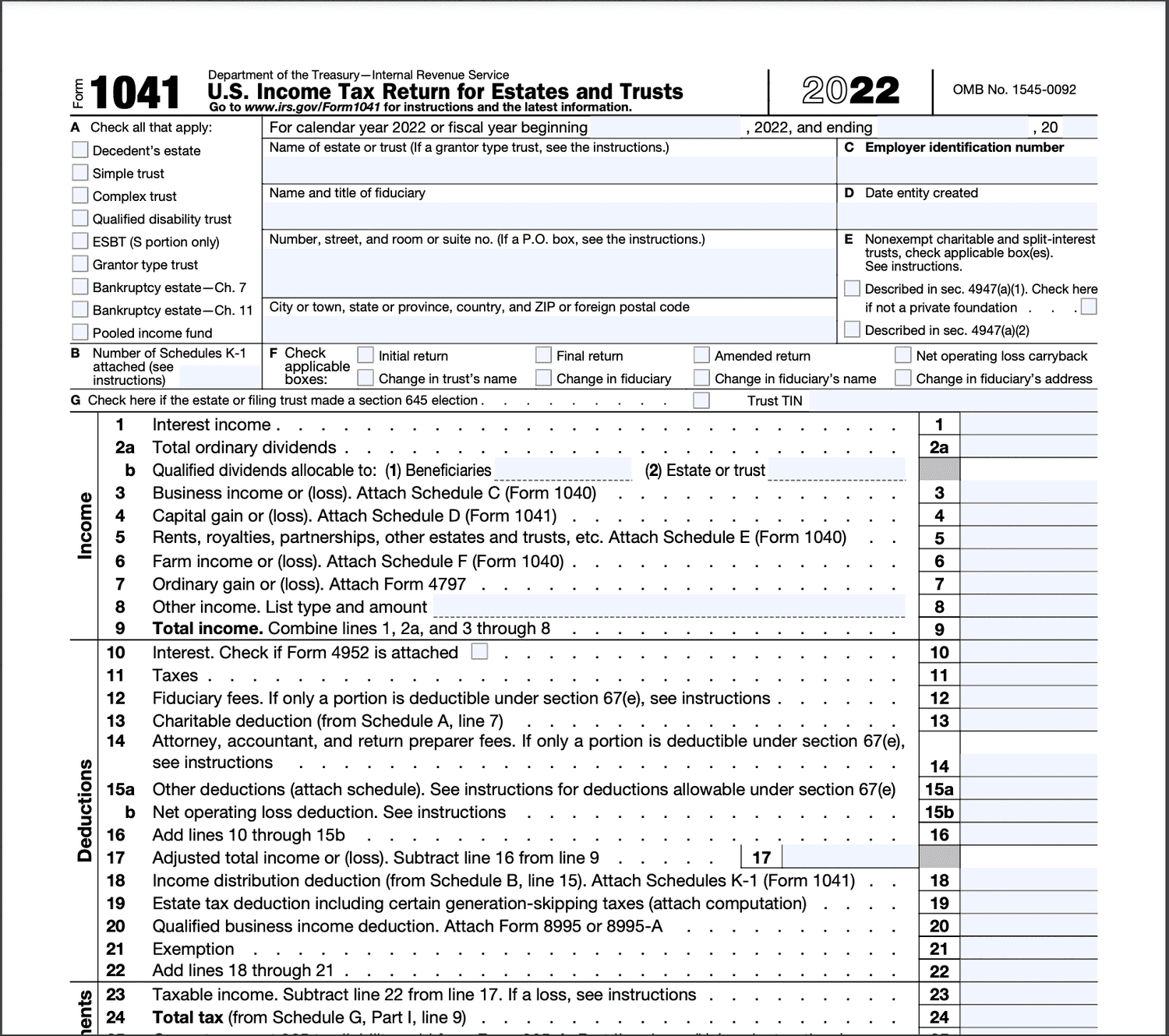2023 Form 1041 Instructions Printable Forms Free Online