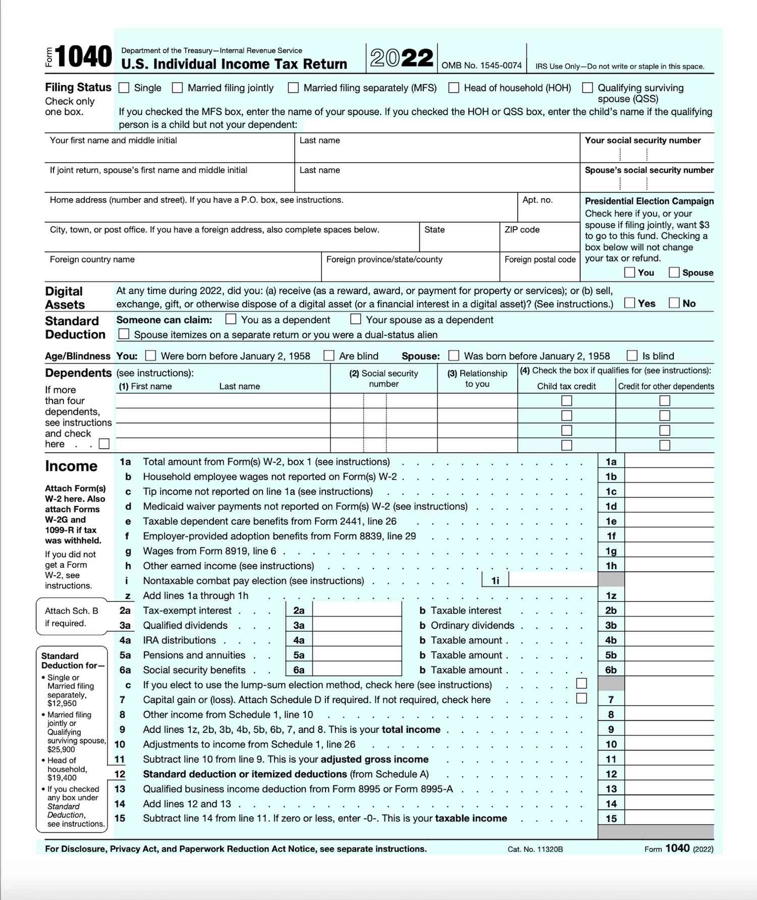 2023 Income Tax Form 1040 Printable Forms Free Online