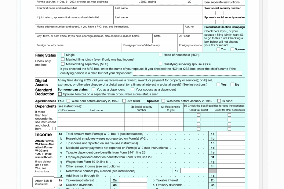 2023 Income Tax Form 1040 Printable Forms Free Online
