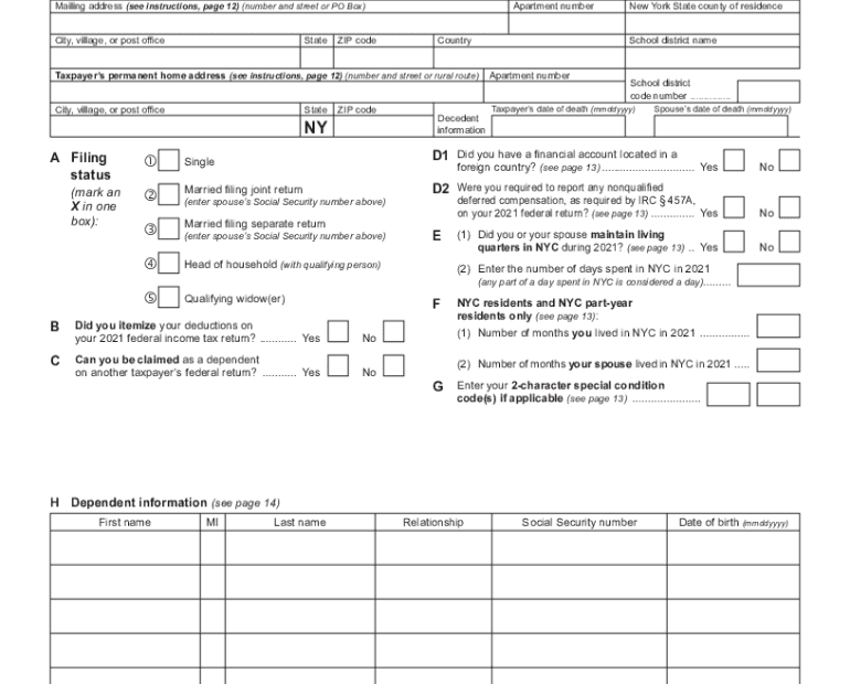 2023 Nys Tax Form Printable Forms Free Online