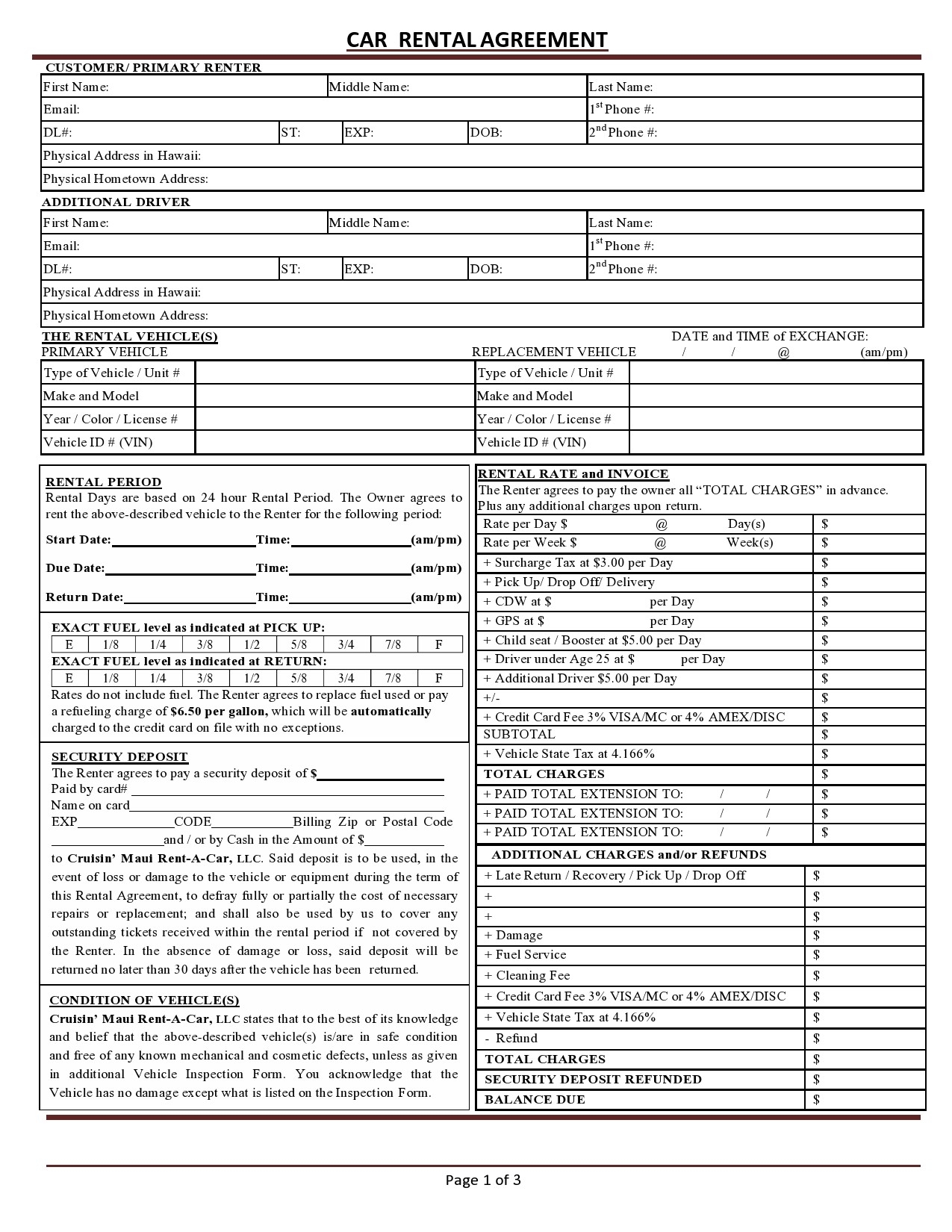 38 Free Car Rental Agreements Forms TemplateLab