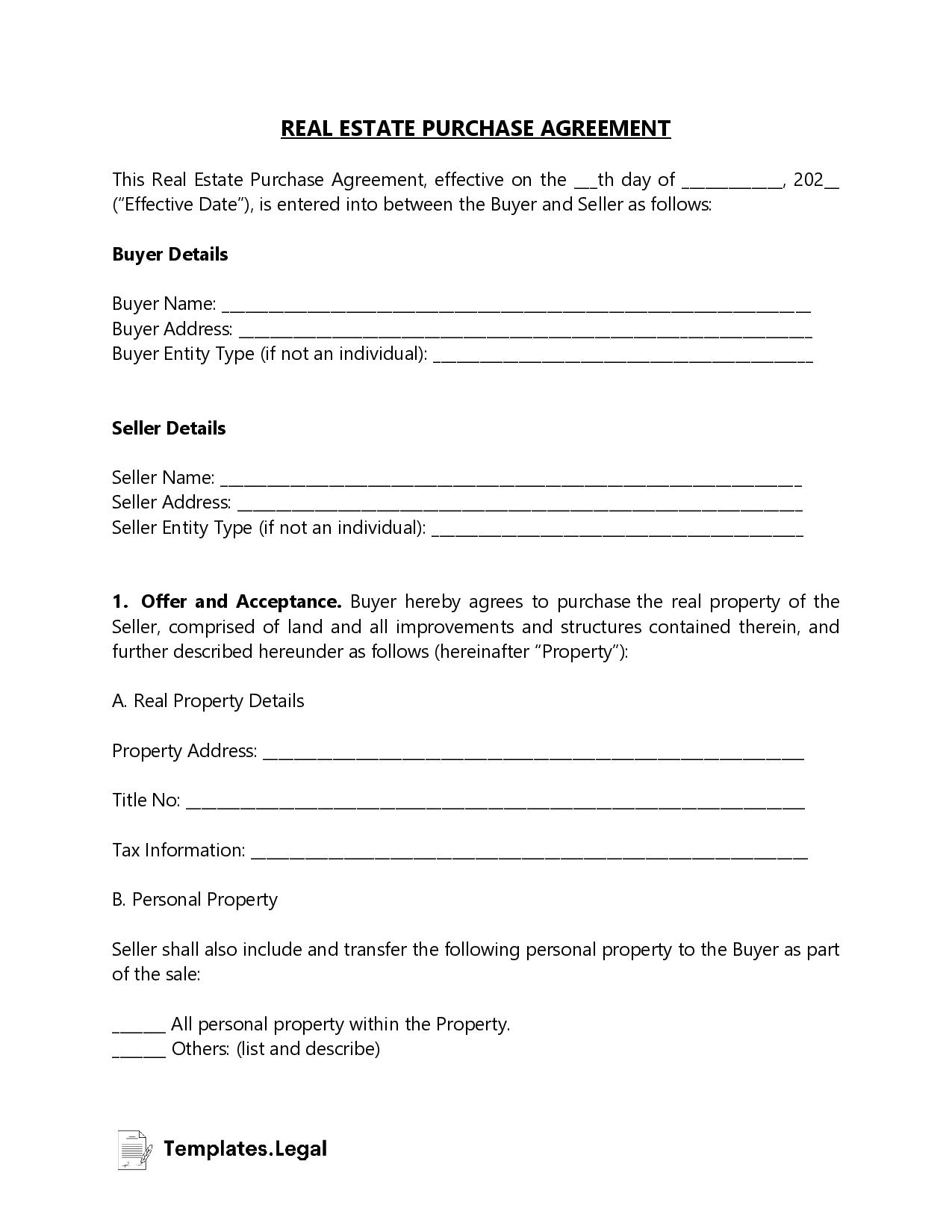 50 Purchase Agreement Templates Word PDF ODT 