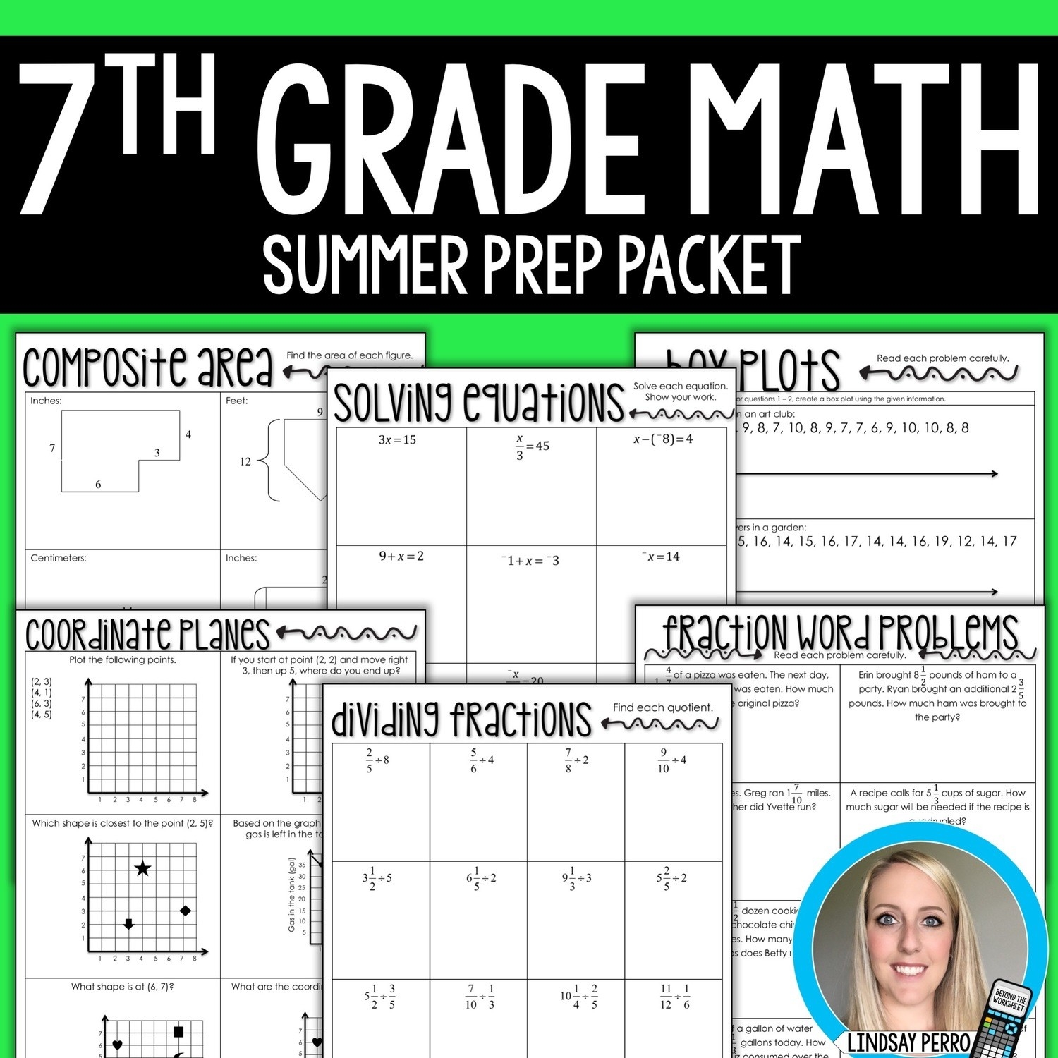 7th Grade Math Summer Prep Packet Store Lindsay Perro