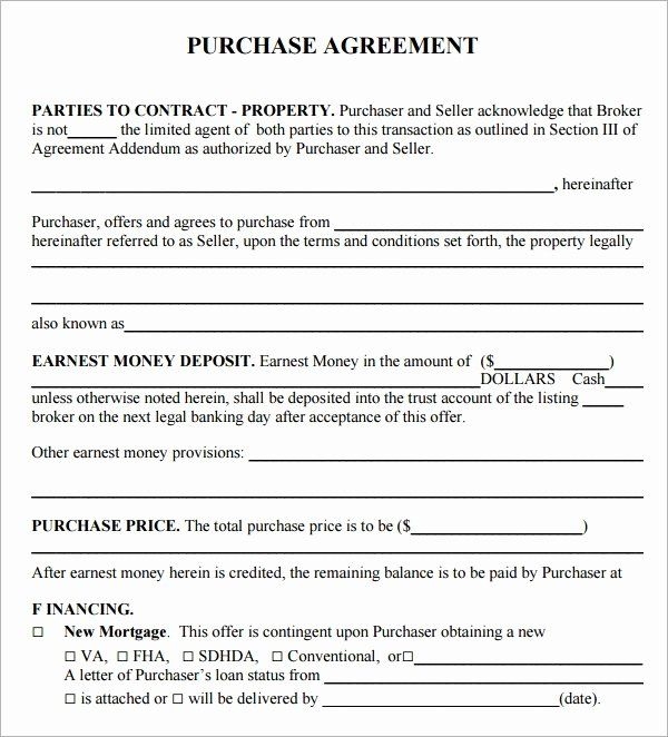 A Purchase Agreement For An Apartment