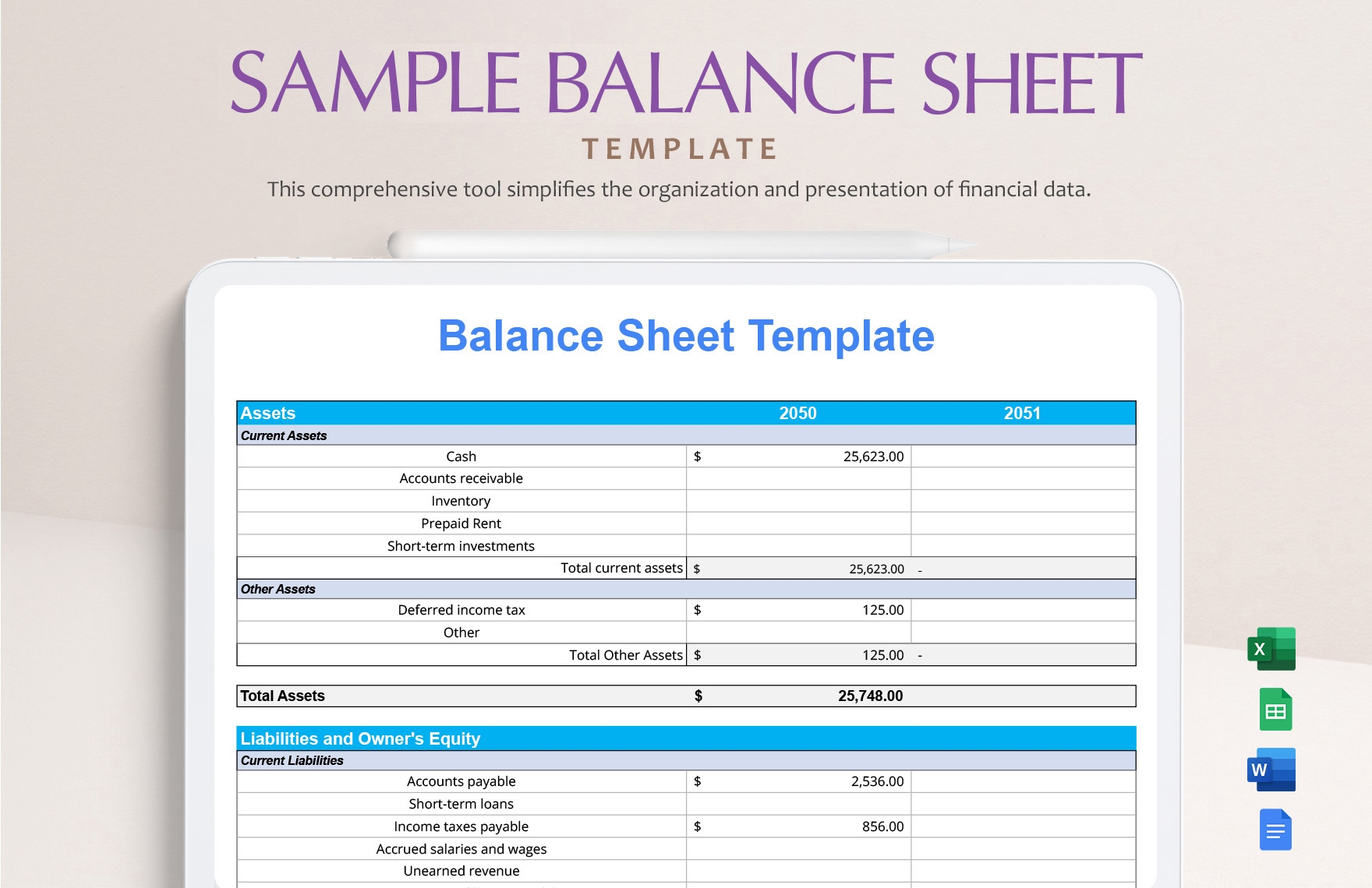 Balance Sheet Google Sheets Template Printable Balance 40 OFF