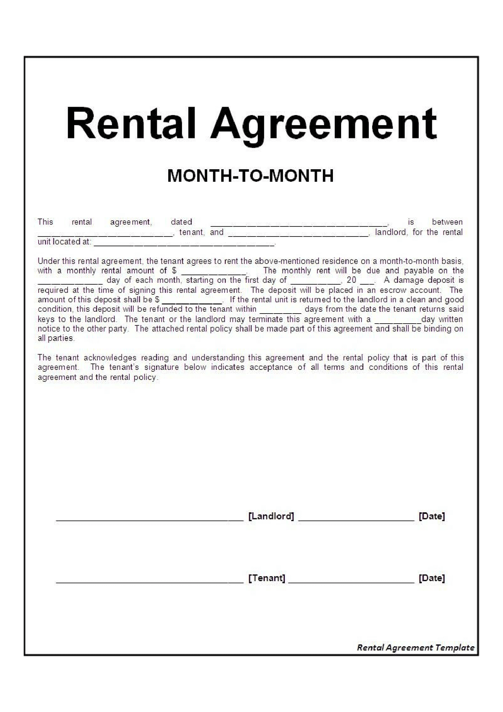 Basic Rental Agreement Fillable Short Form Printable Forms Free Online