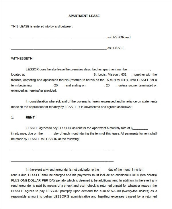 Blank Printable Lease Agreement Printable Lease Agreement