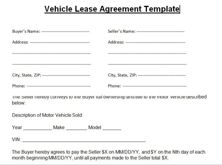 Blank Vehicle Lease Agreement Template Word Lease Agreement Lease Words 