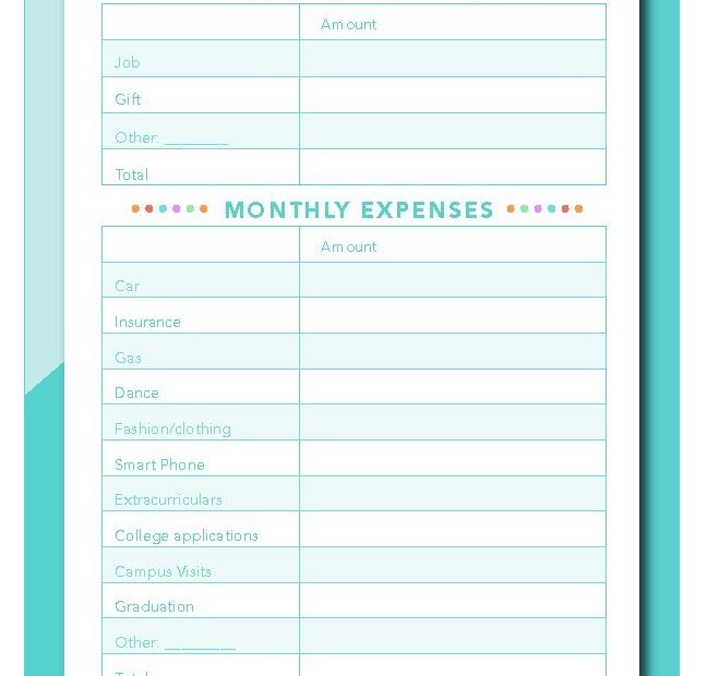 Budgeting Worksheets For Teens Printable Budgeting Worksheets