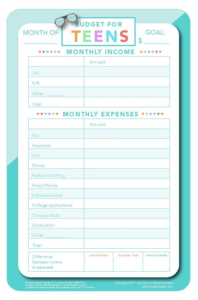 Budgeting Worksheets For Teens Printable Budgeting Worksheets