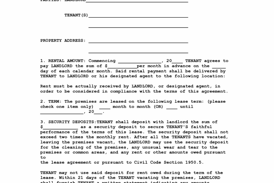 California House Lease Agreement Form Property Rentals Direct Free