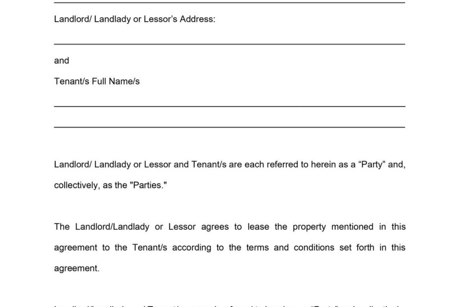 California Month to Month Lease Agreement Template