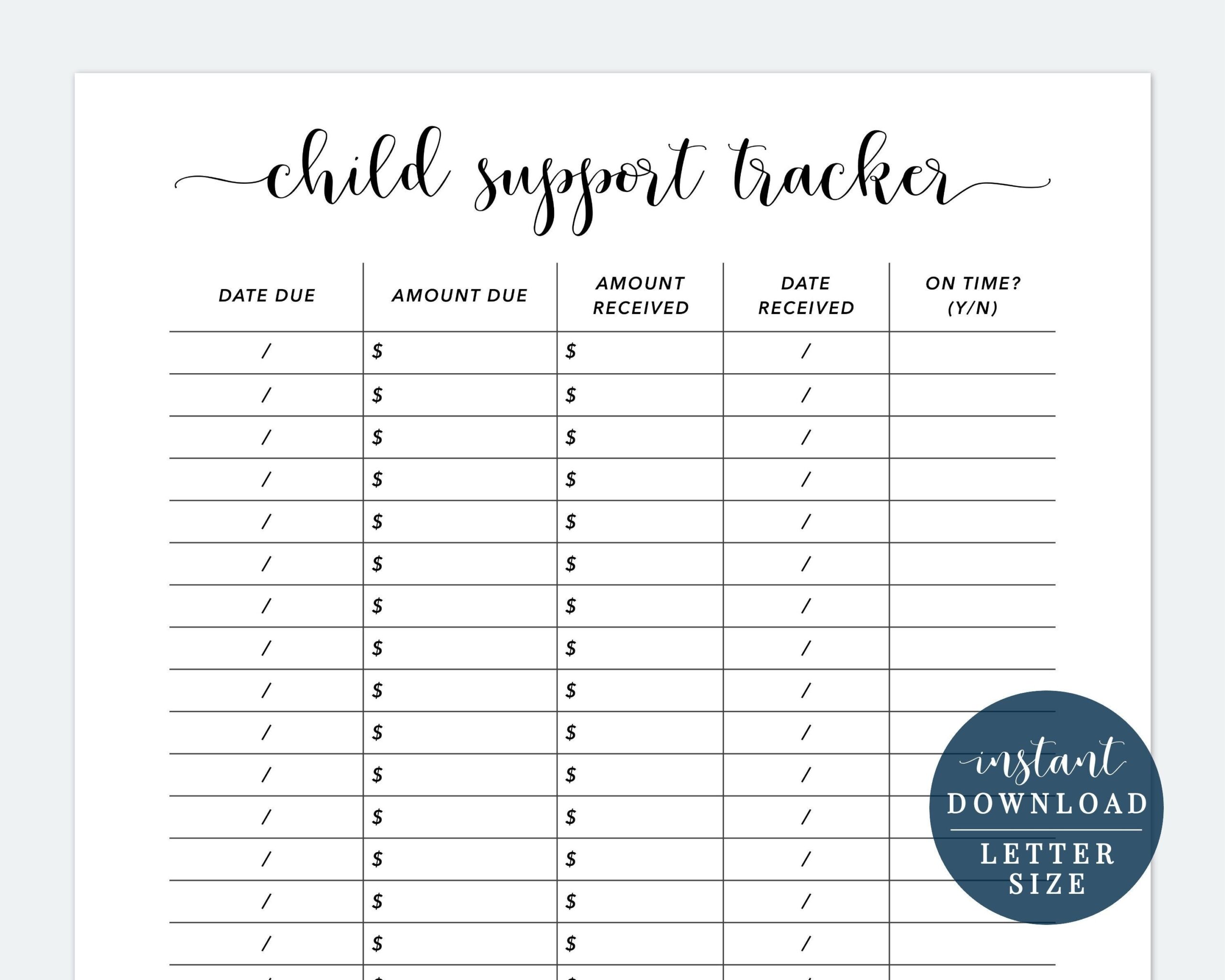 Child Support Tracker Template Free Download