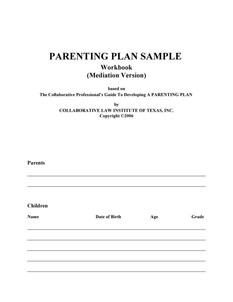 Co Parenting Agreement Printable Child Custody Agreement Template