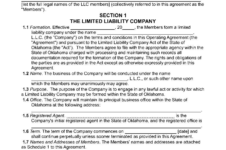 Company Operating Agreement Sample How To Draft Download Template