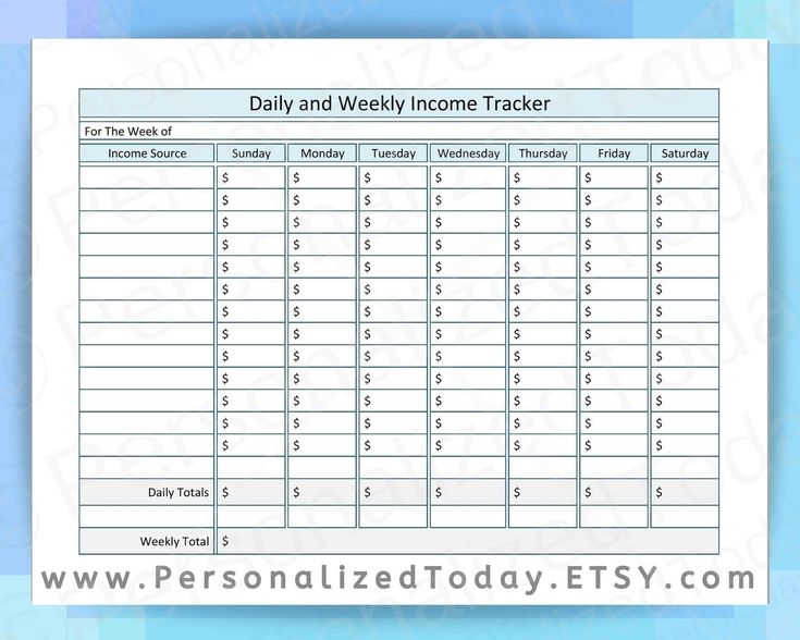 Daily And Weekly Income Tracker Job And Business Earnings Etsy Budget 