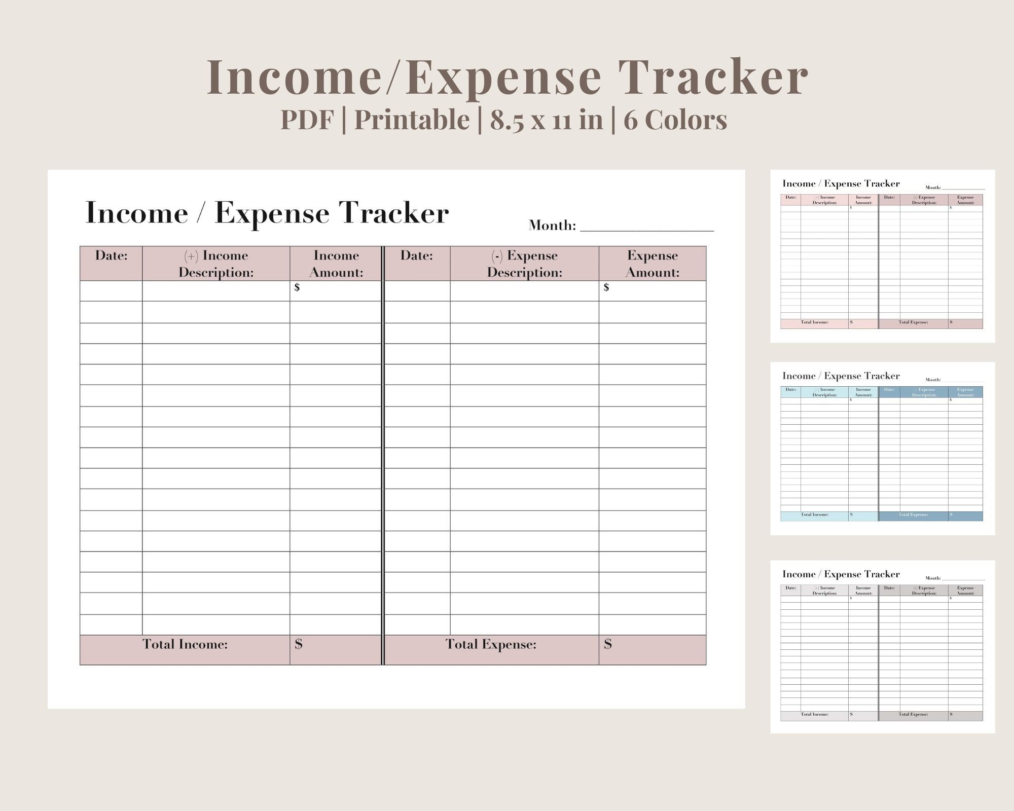 Date Spending Log Expense Tracker Managing Your Money Budget 
