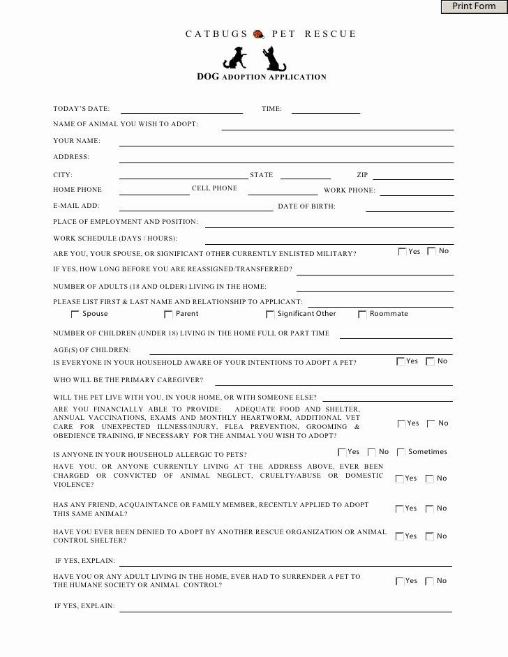 Dog Adoption Agreement Printable Blank Pet Adoption Forms Printable 
