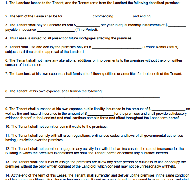 Download Free Commercial Lease Agreement Printable Lease Agreement