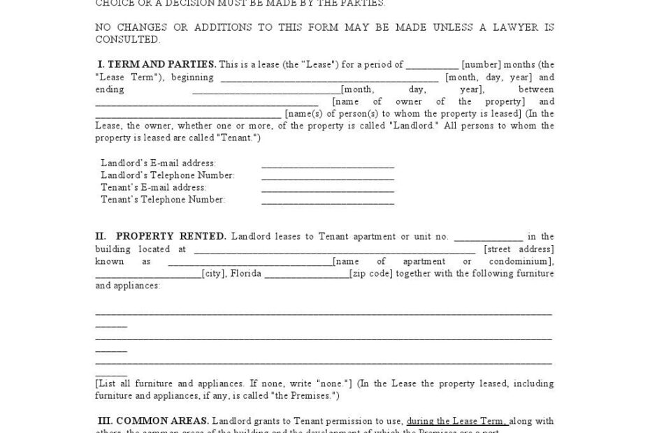 Download Free Florida Residential Lease Agreement Printable Lease