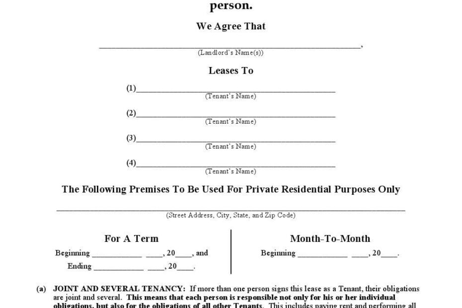 Download Free Michigan Residential Lease Agreement Printable Lease