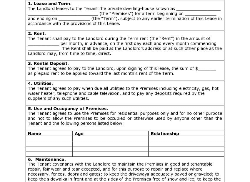 Download Free Sample House Lease Agreement Printable Lease Agreement