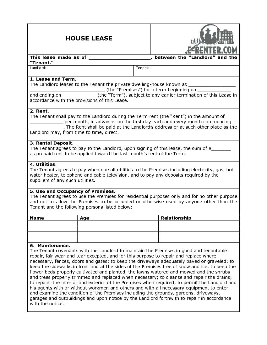 Download Free Sample House Lease Agreement Printable Lease Agreement