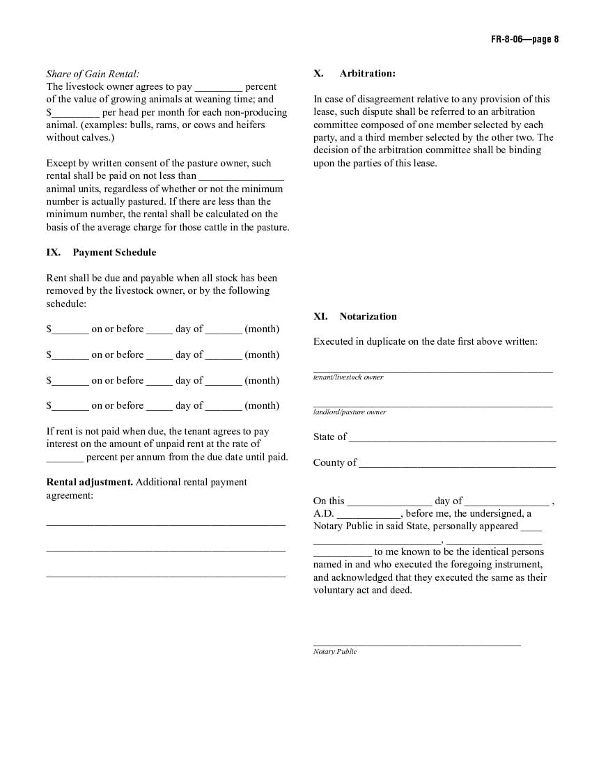 Download Free Sample Pasture Lease Agreement Printable Lease Agreement