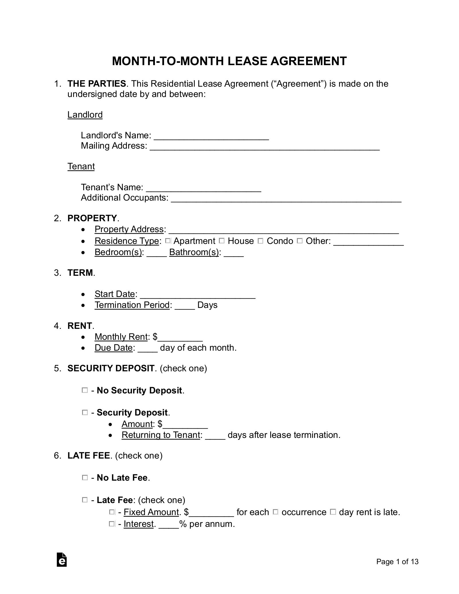 Downloadable Free Printable Basic Rental Agreement Free Printable