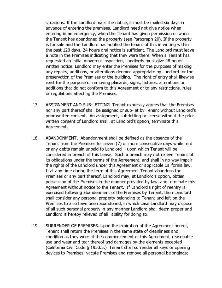 Downloadable Printable California Rental Agreement Pdf