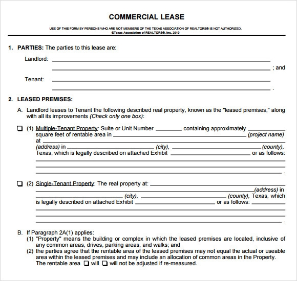 Downloadable Printable Commercial Lease Agreement Printable Lease