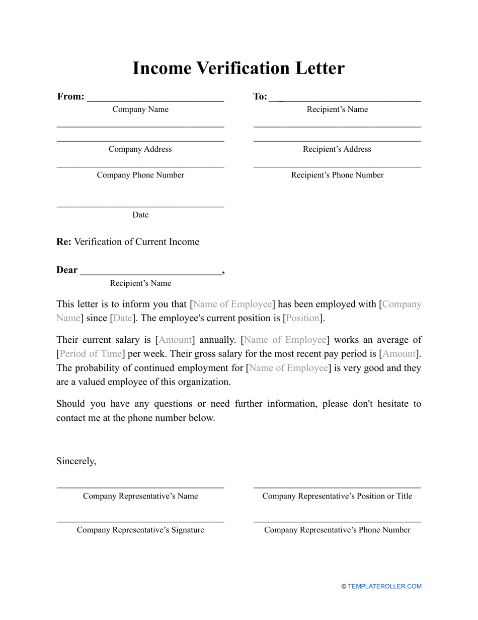 Employment Income Verification Form Template Addictionary Aidan