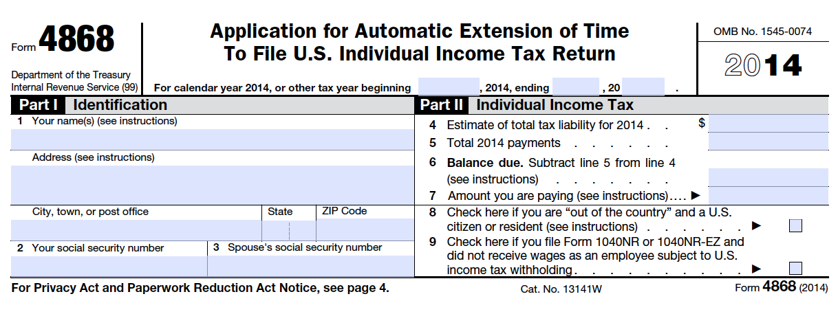 Federal Income Tax Extension Form Printable Printable Forms Free Online
