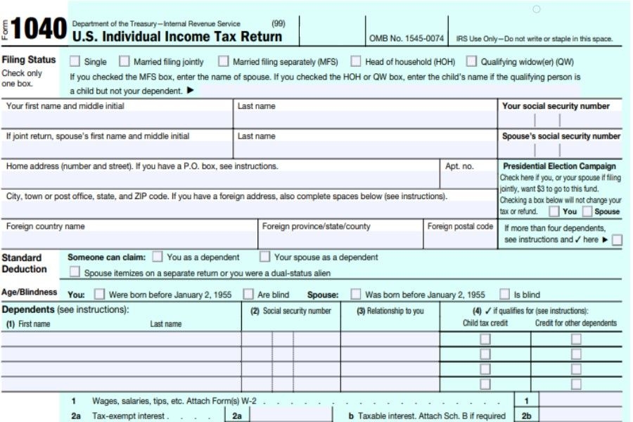 Fillable Income Tax Return Forms Printable Forms Free Online