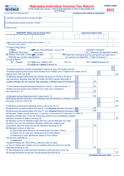 Fillable Nebraska State Income Tax Forms Printable Forms Free Online