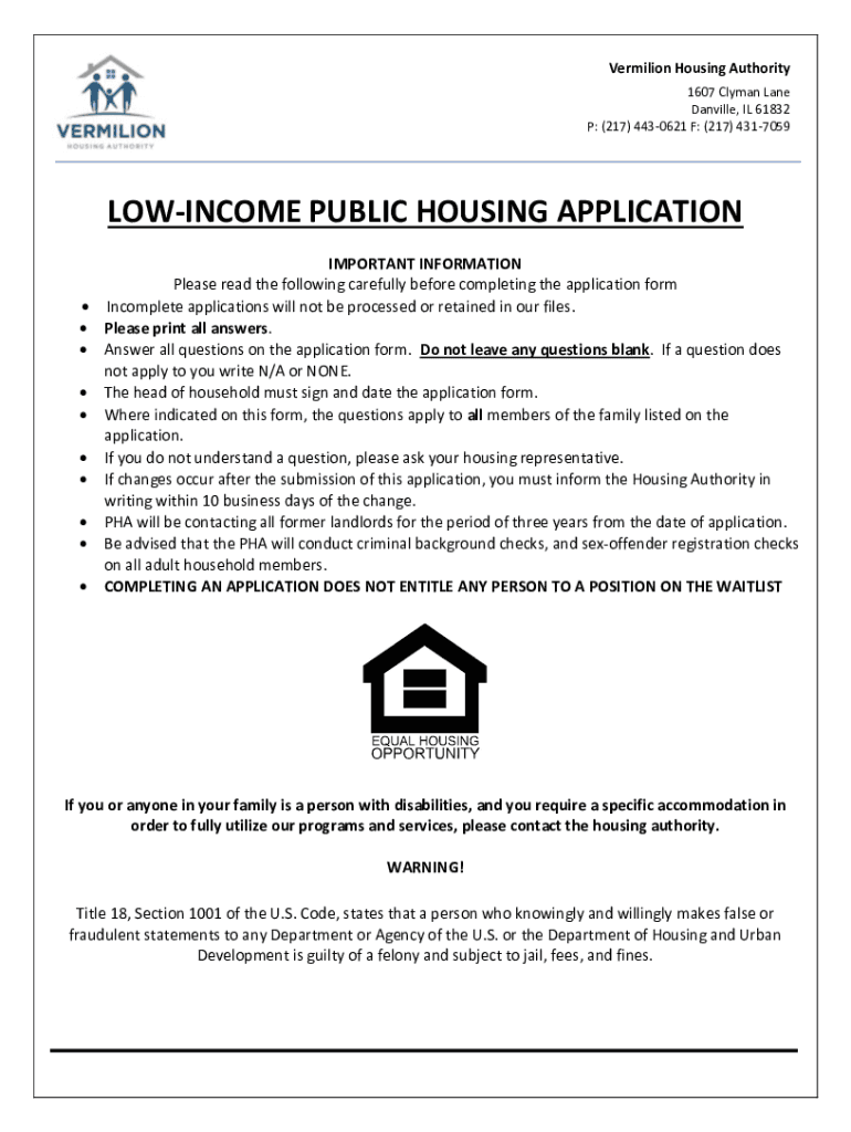 Fillable Online Low income Public Housing Application Fax Email Print 