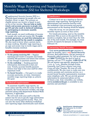 Fillable Online Ssa Monthly Wage Reporting And Supplemental Security 