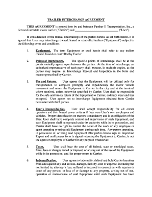 Fillable Online TRAILER INTERCHANGE AGREEMENT Fax Email Print PdfFiller