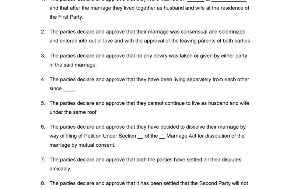 Fillable Printable Free Divorce Agreement Form Printable Forms Free