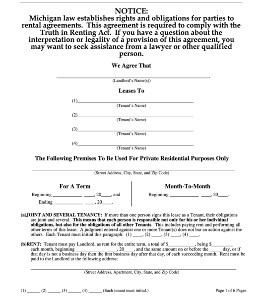 Fillable Residential Lease Agreement Template Printable Pdf Download