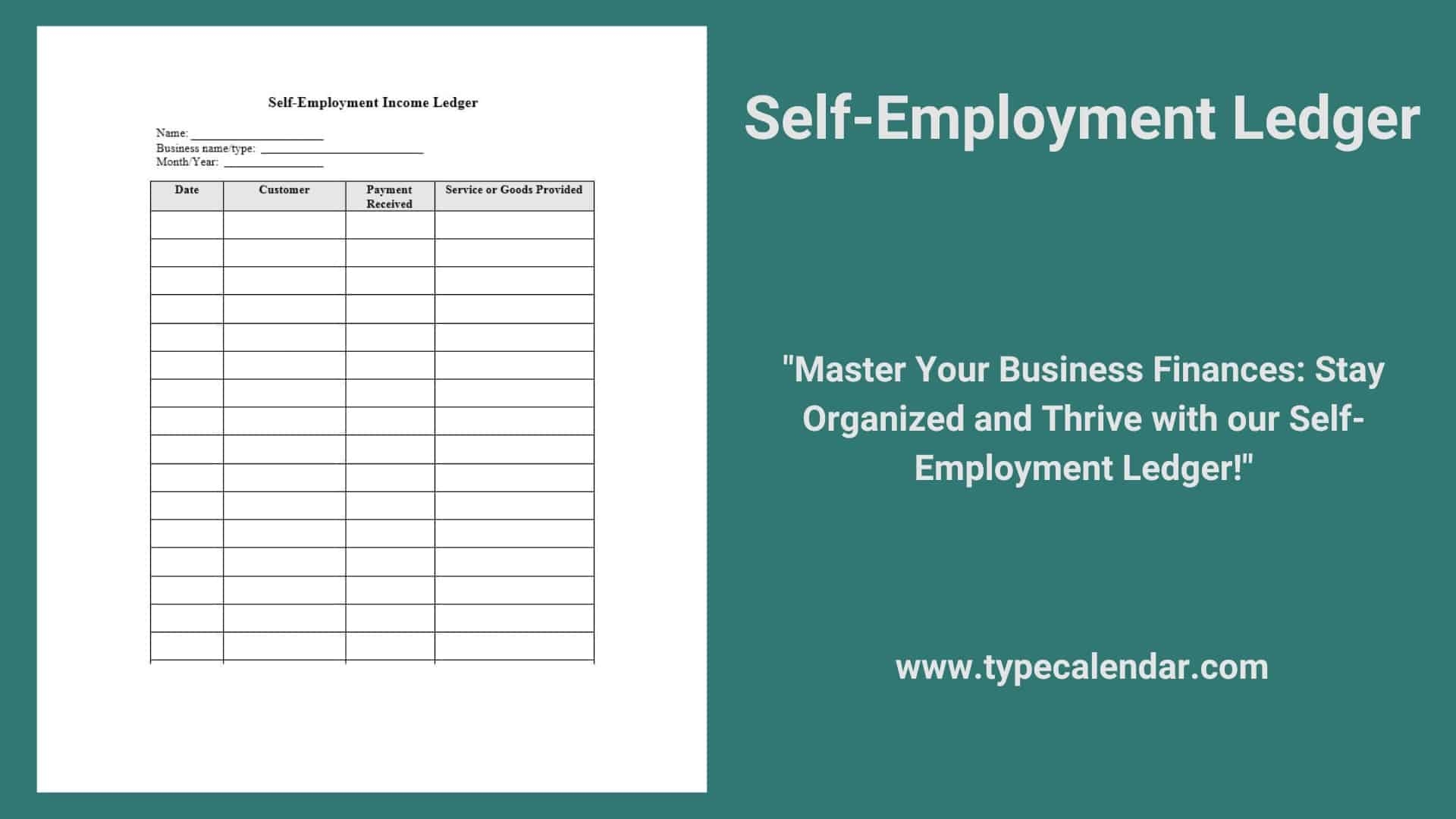 Fillable Self Income Ledger Form Printable Forms Free Online