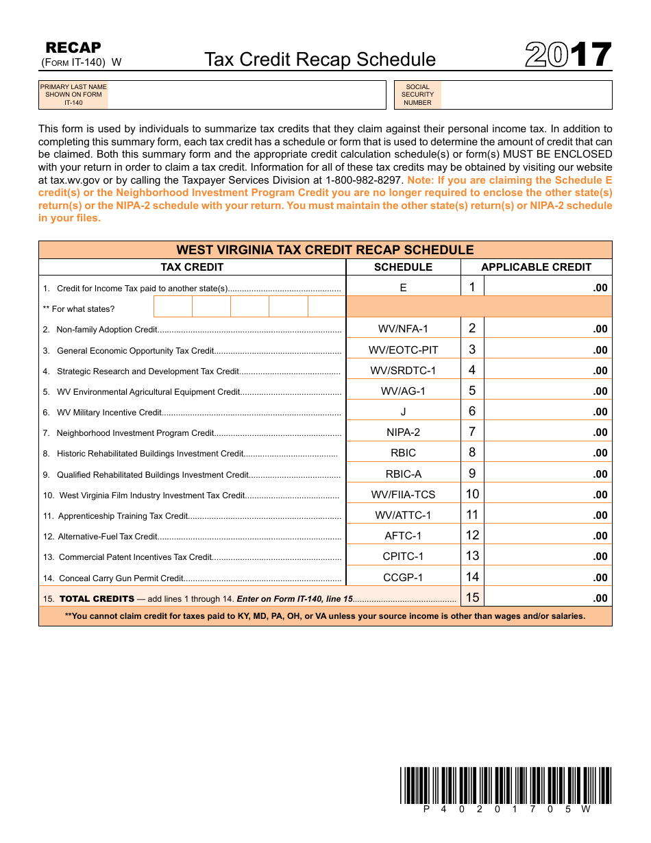Fillable West Virginia Tax Form It 140 Printable Forms Free Online