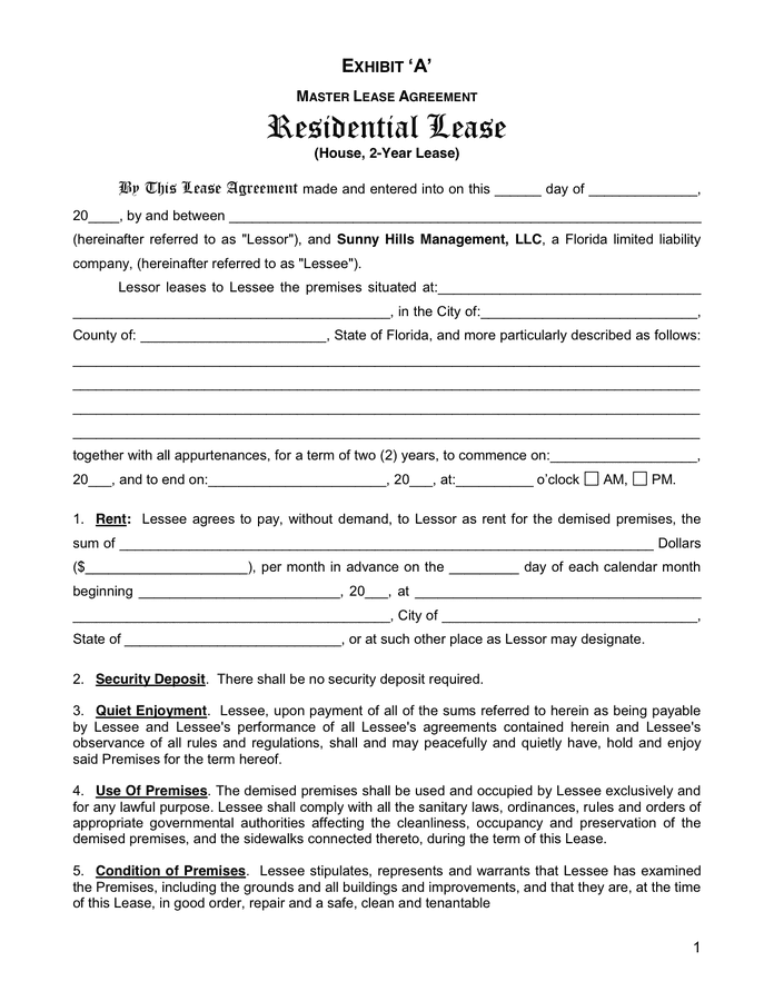 Florida Lease Agreement Template