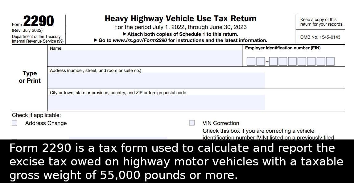 Form 2290 Heavy Vehicle Use Tax